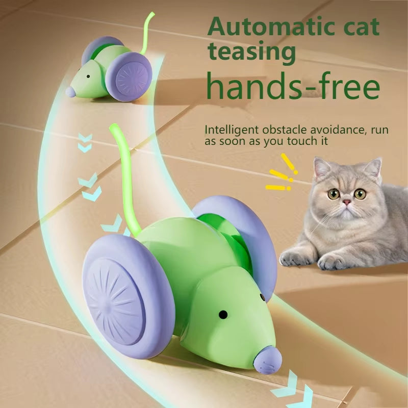 Interactive Electric Mouse Car Toy for Cats - Silent Automatic Teaser with Intelligent Obstacle Avoidance