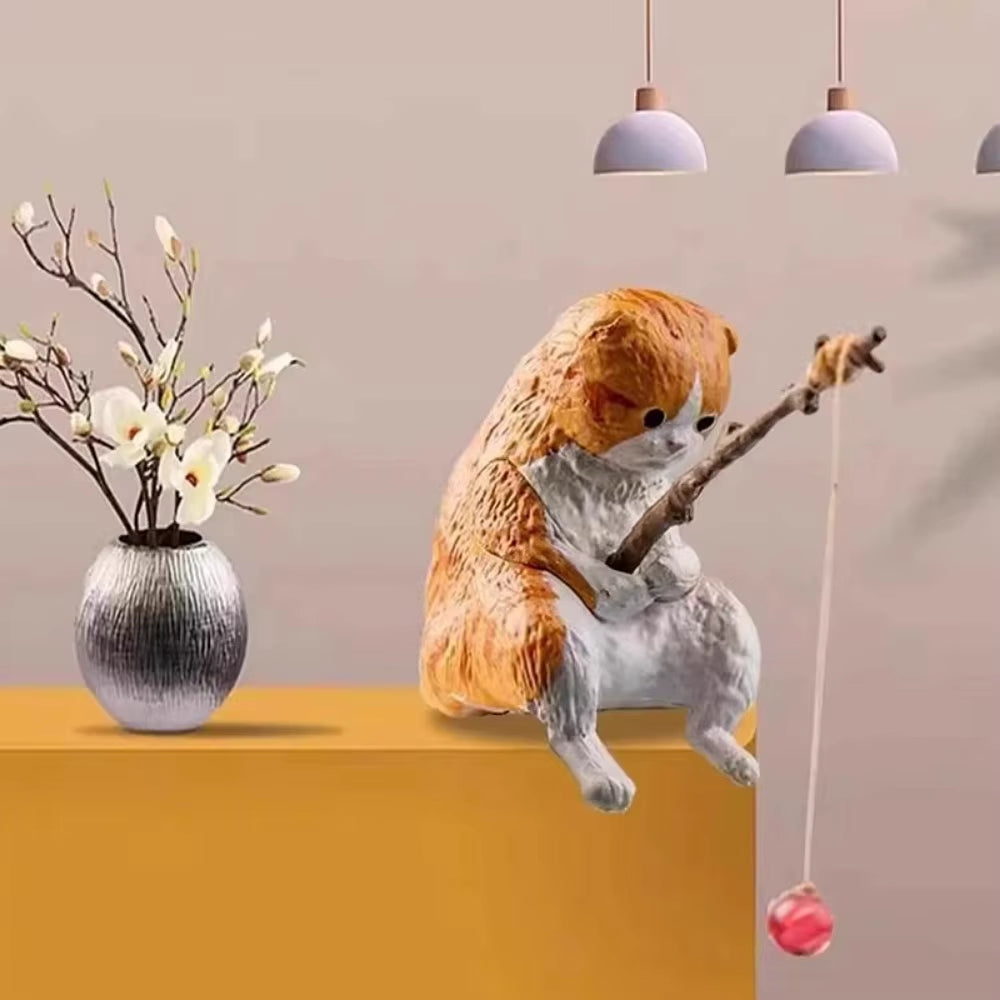 Fish Tank Fishing Cat Hanging Creative Landscape Office Ornaments Fishing Fun Mini Decorative Micro-Landscape