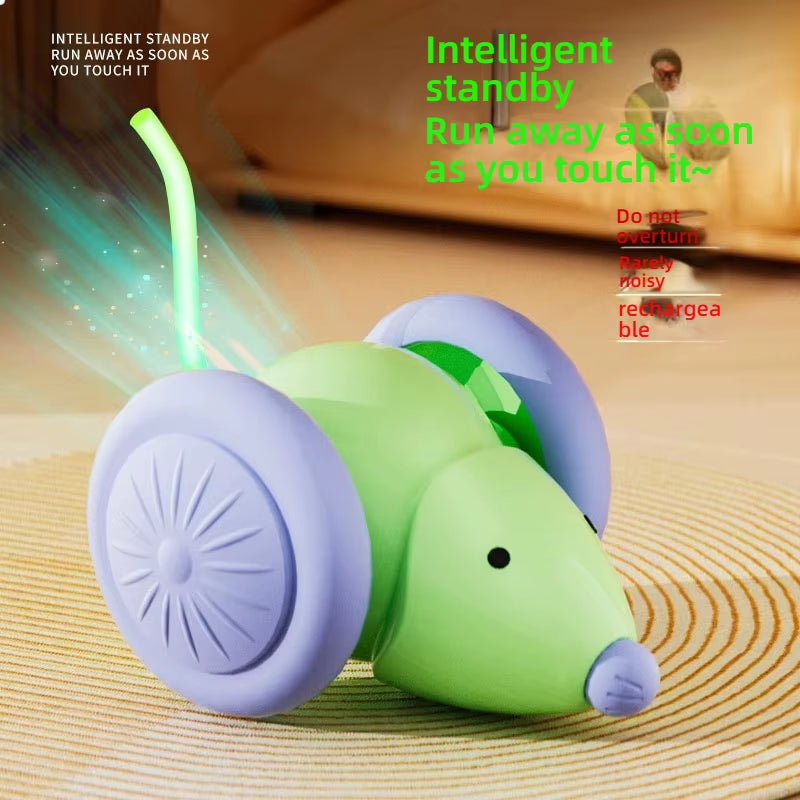 Interactive Electric Mouse Car Toy for Cats - Silent Automatic Teaser with Intelligent Obstacle Avoidance