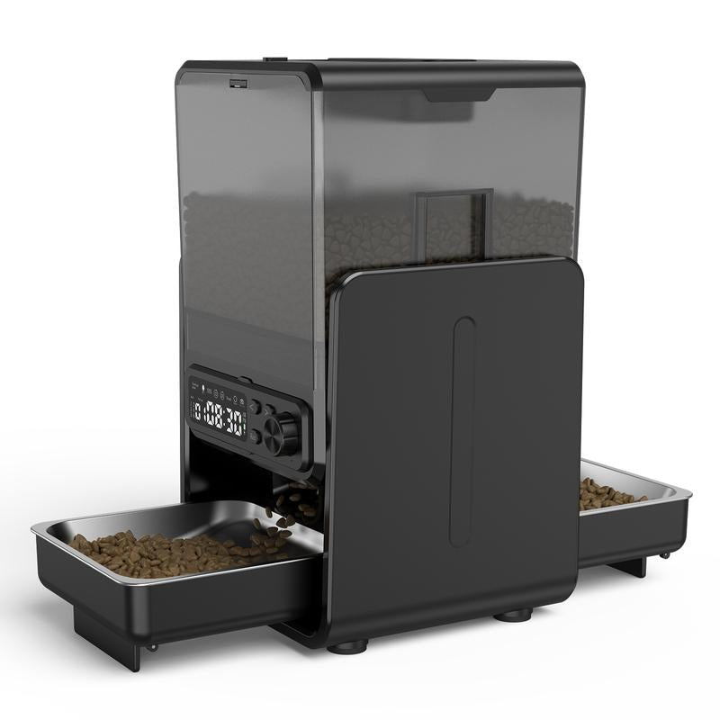 【Pet Secrets】Cityflee Automatic Cat Feeder for Two Cats, Adjustable Bowl Height to Protect Pet Spine, 20 Cups/5L for Small Pets Indoor, Supports Timed and Voice Call, Healthy Pet