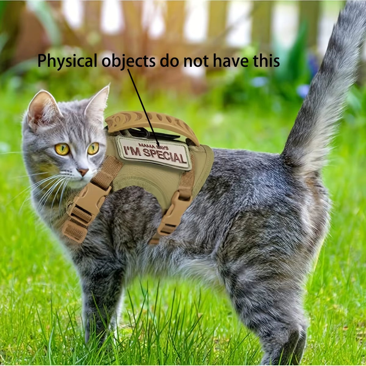 Khaki Tactical Cat Chest Harness Vest Type Lead Rope Anti-Break Adjustable Walking Cat Leash Dog Small Dog Chain One Outfit