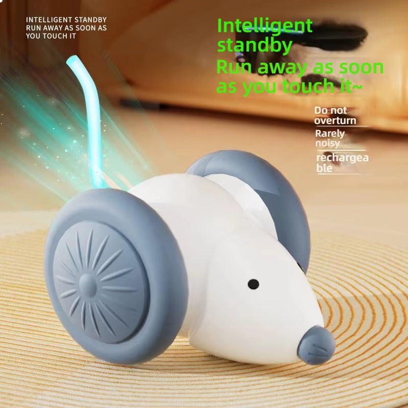 Interactive Electric Mouse Car Toy for Cats - Silent Automatic Teaser with Intelligent Obstacle Avoidance