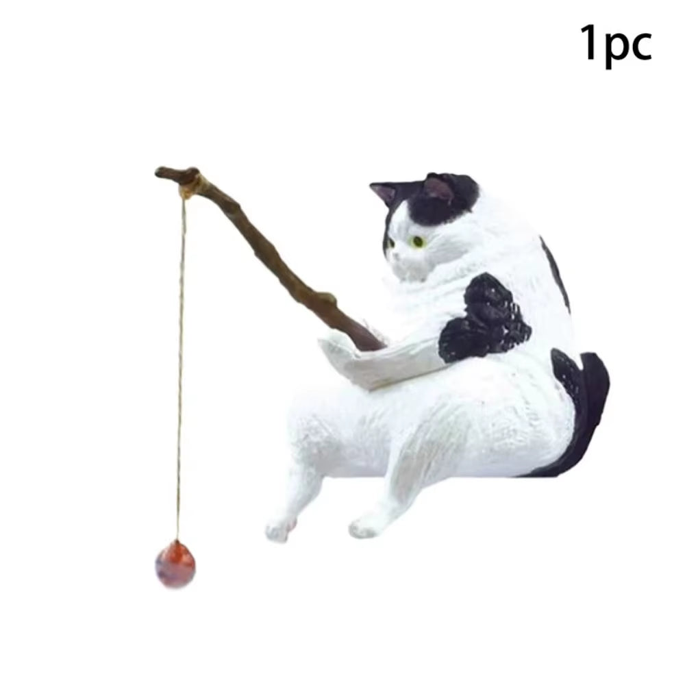 Fish Tank Fishing Cat Hanging Creative Landscape Office Ornaments Fishing Fun Mini Decorative Micro-Landscape