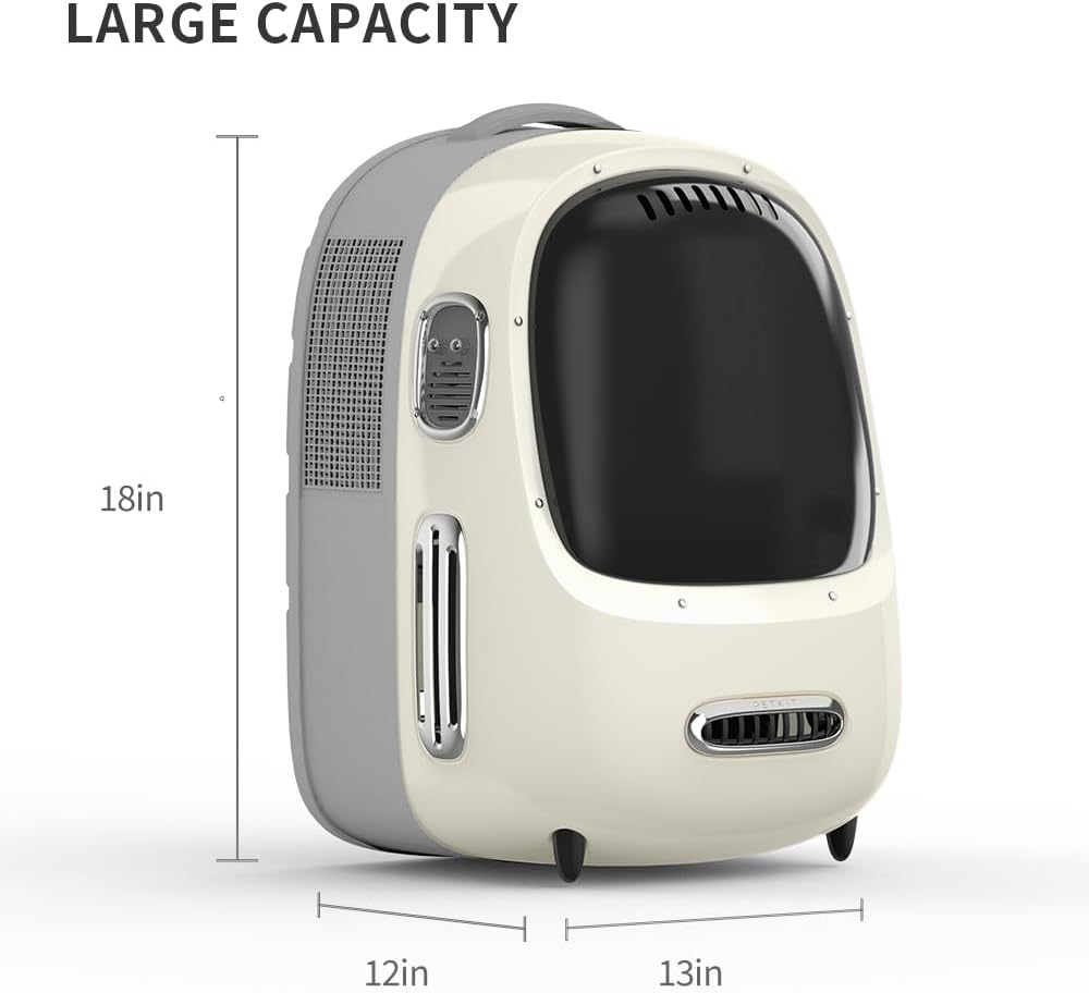 Cat Backpack Carrier with Inbuilt Fan & Light, Airline-Approved Pet Backpack Bubble for Kitty Small Dog, Detachable Dog Backpack with Padded Strap for Travel, Hiking, Walking & Outdoor