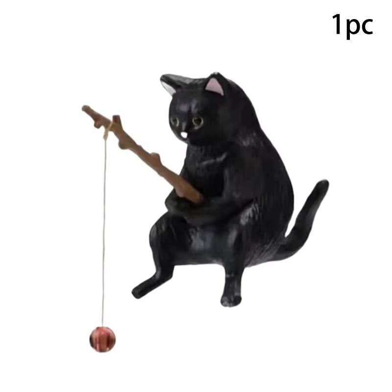 Fish Tank Fishing Cat Hanging Creative Landscape Office Ornaments Fishing Fun Mini Decorative Micro-Landscape