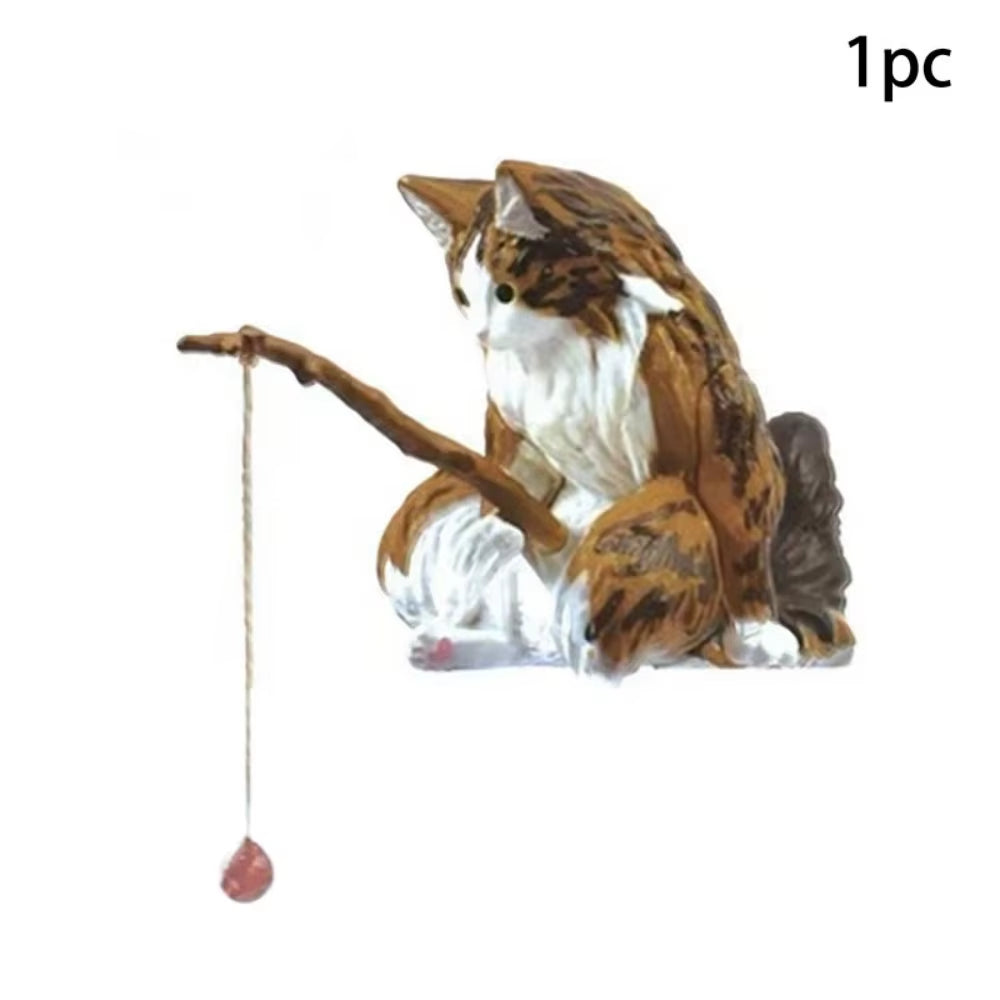 Fish Tank Fishing Cat Hanging Creative Landscape Office Ornaments Fishing Fun Mini Decorative Micro-Landscape