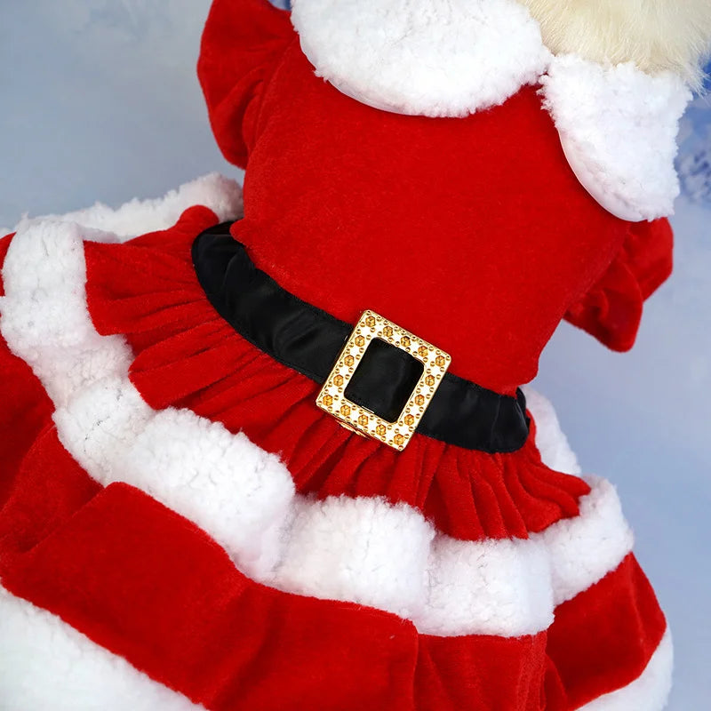 Soft Breathable dogs and cats Christmas Dress Fashion Cute Santa Claus Dog Skirt Warm Pet Christmas Costume New Year Clothes for Dogs