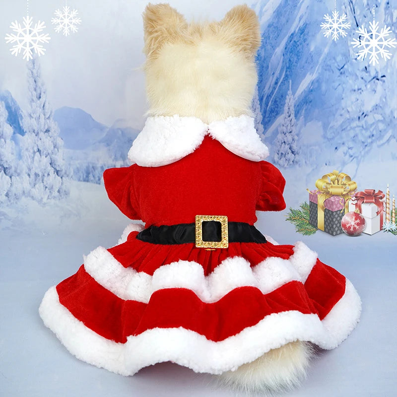 Soft Breathable dogs and cats Christmas Dress Fashion Cute Santa Claus Dog Skirt Warm Pet Christmas Costume New Year Clothes for Dogs