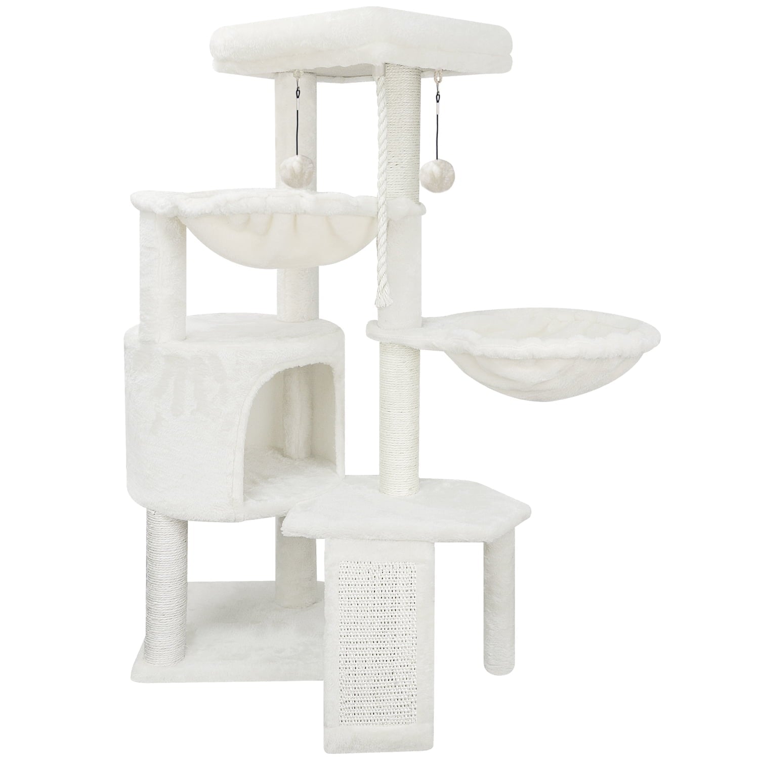 37.4'' Cat Tree Cat Tower with Scratching Posts, Activity Centre Climbing Tree Cat Furniture with Cat Condo and Two Hammocks, Grey