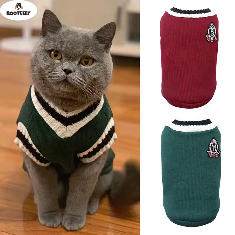 Pet Cat Solid Costume Autumn Winter Christmas Sweater for Small Dogs Kitten Pullover Puppy Vest Clothes Kitty Jacket Outfits