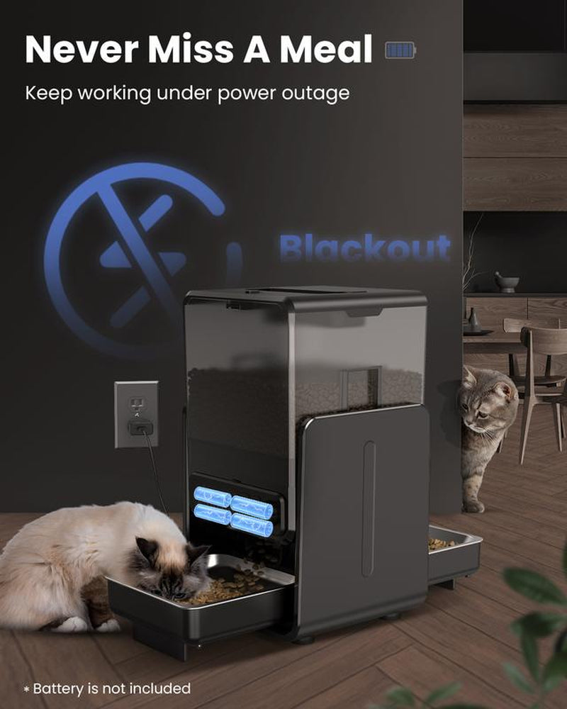 【Pet Secrets】Cityflee Automatic Cat Feeder for Two Cats, Adjustable Bowl Height to Protect Pet Spine, 20 Cups/5L for Small Pets Indoor, Supports Timed and Voice Call, Healthy Pet