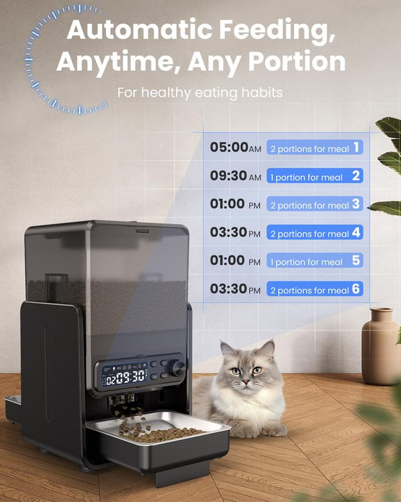 【Pet Secrets】Cityflee Automatic Cat Feeder for Two Cats, Adjustable Bowl Height to Protect Pet Spine, 20 Cups/5L for Small Pets Indoor, Supports Timed and Voice Call, Healthy Pet