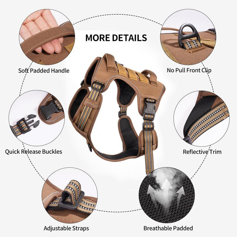 Dog Harness, Adjustable Reflective Tactical Vest, Soft Padded & Easy On/Off, Durable Pet Harness for Small to Large Dogs Walking & Training,Pet Supplies