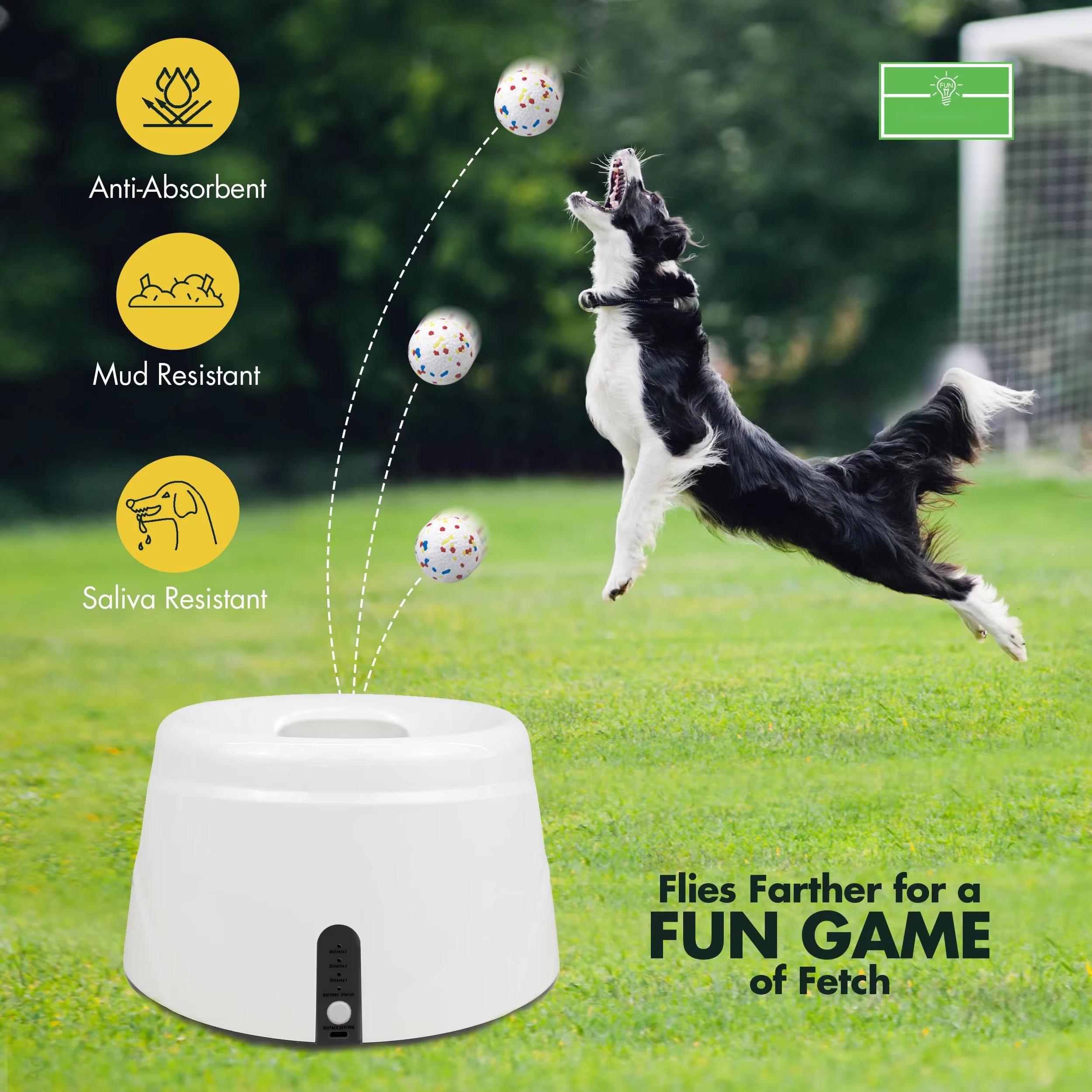 Automatic Dog Tennis Ball Launcher Dogs Chase Toys Automatic Fun Interactive Machine Fun Interactive Rechargable Catapult 6 Ball